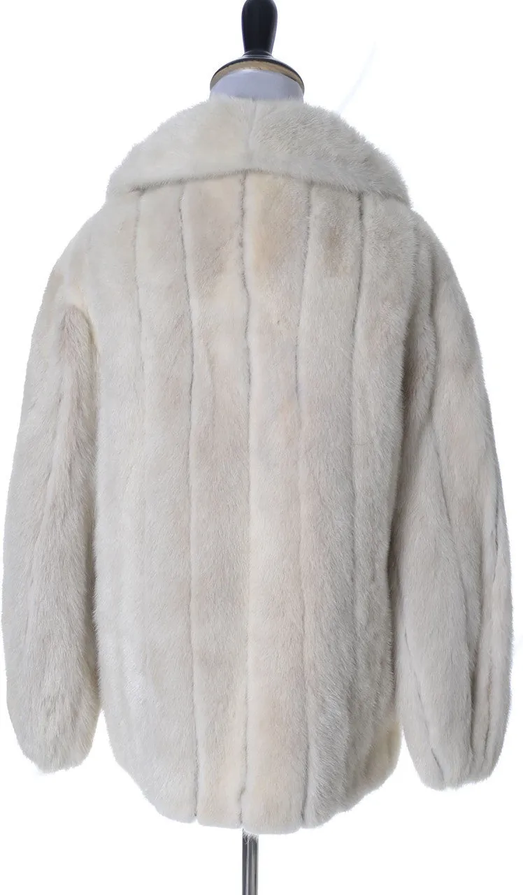 1970s Rare Wachtenheim Pearl White Mink Fur Jacket Zip Front Coat