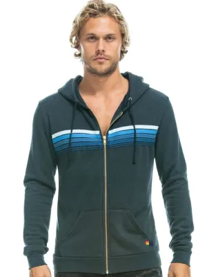 5 Stripe Hoodie Charcoal Blue Stripes