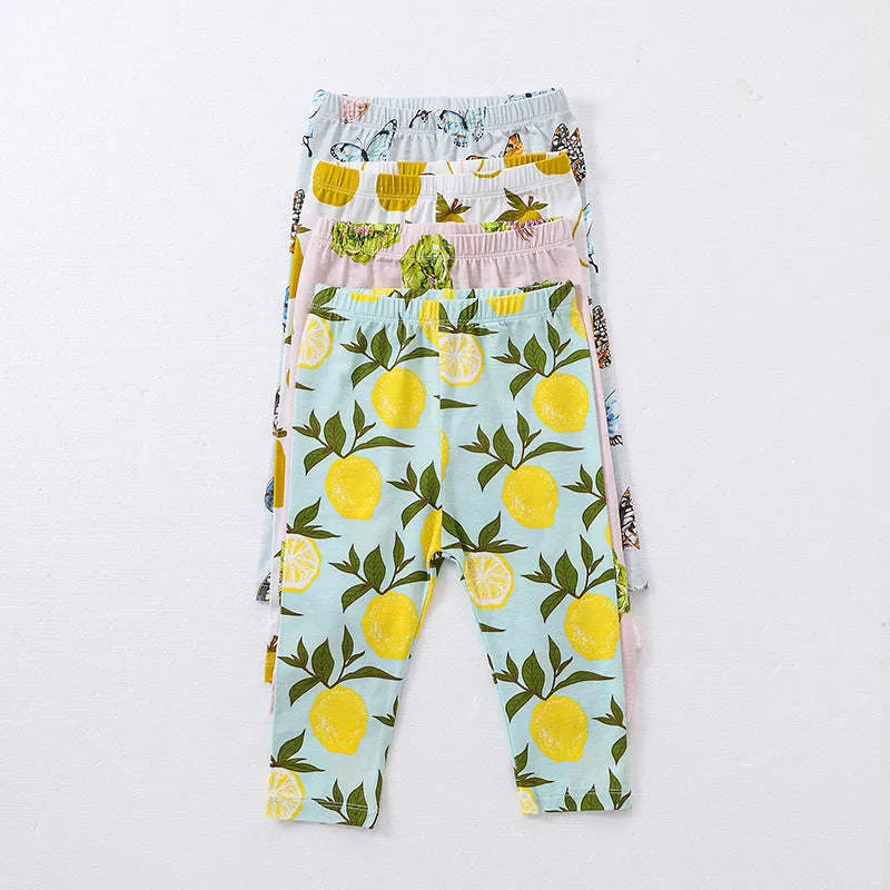 Baby Fruits Or Butterfly Pattern Cotton Tops Combo Pants Sets