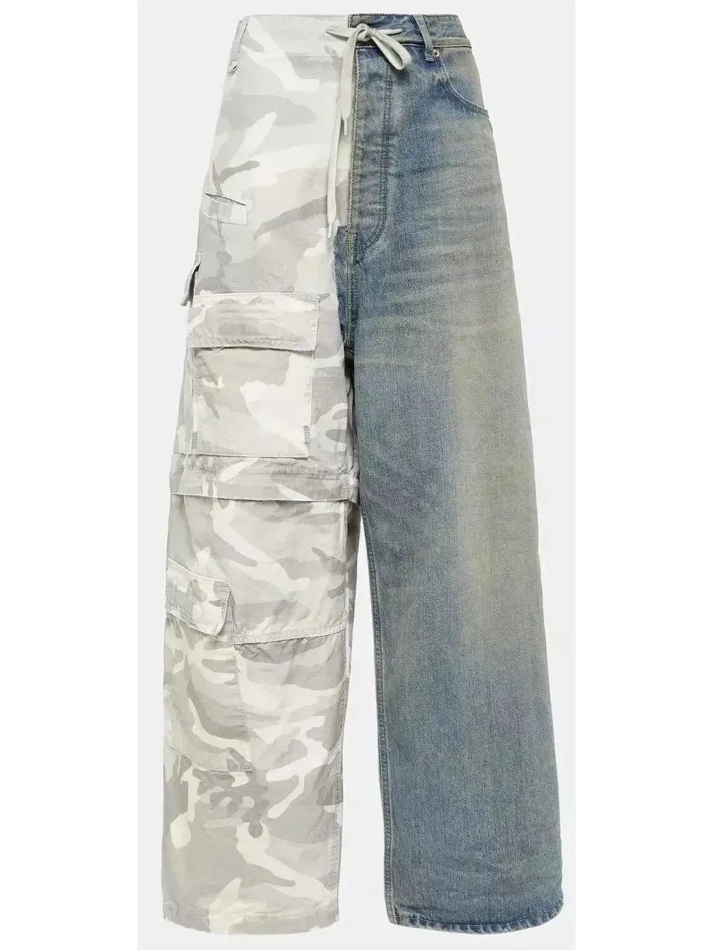 Baggy Hybrid Cargo Camouflage and Denim Pants