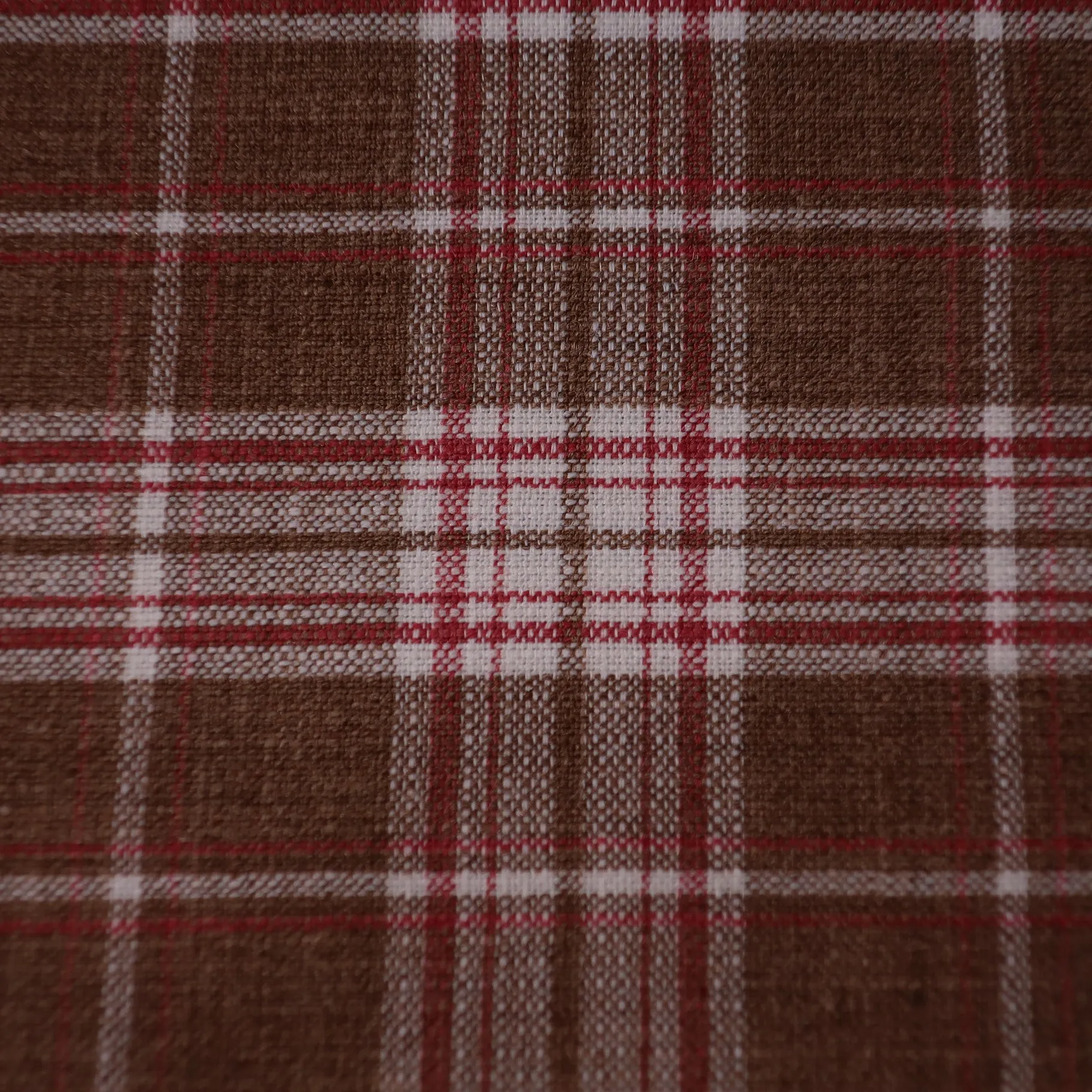 Brown and Off White Tartan Punta Tragara Lana Lino Seta Ariston Fabric