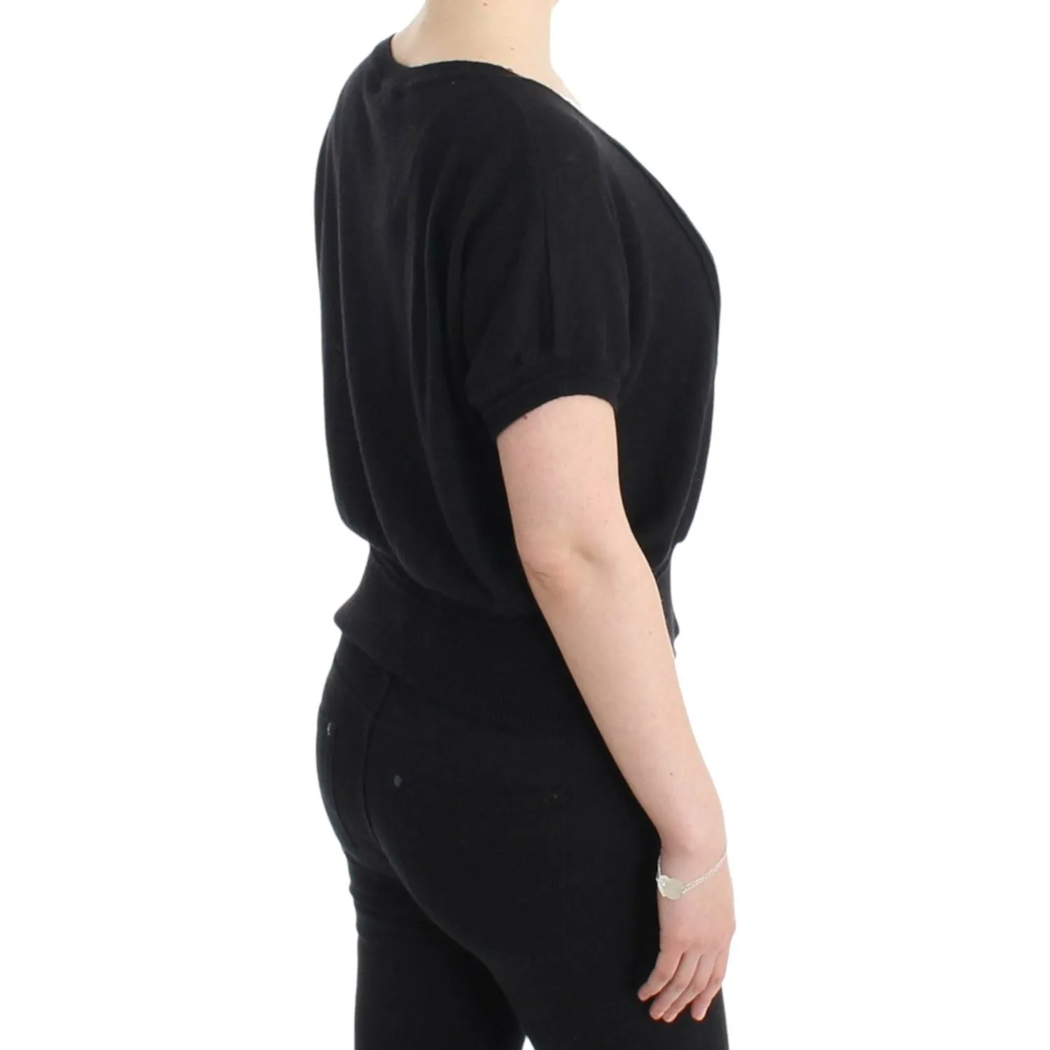 Cavalli Elegant Short Sleeved Black Jumper