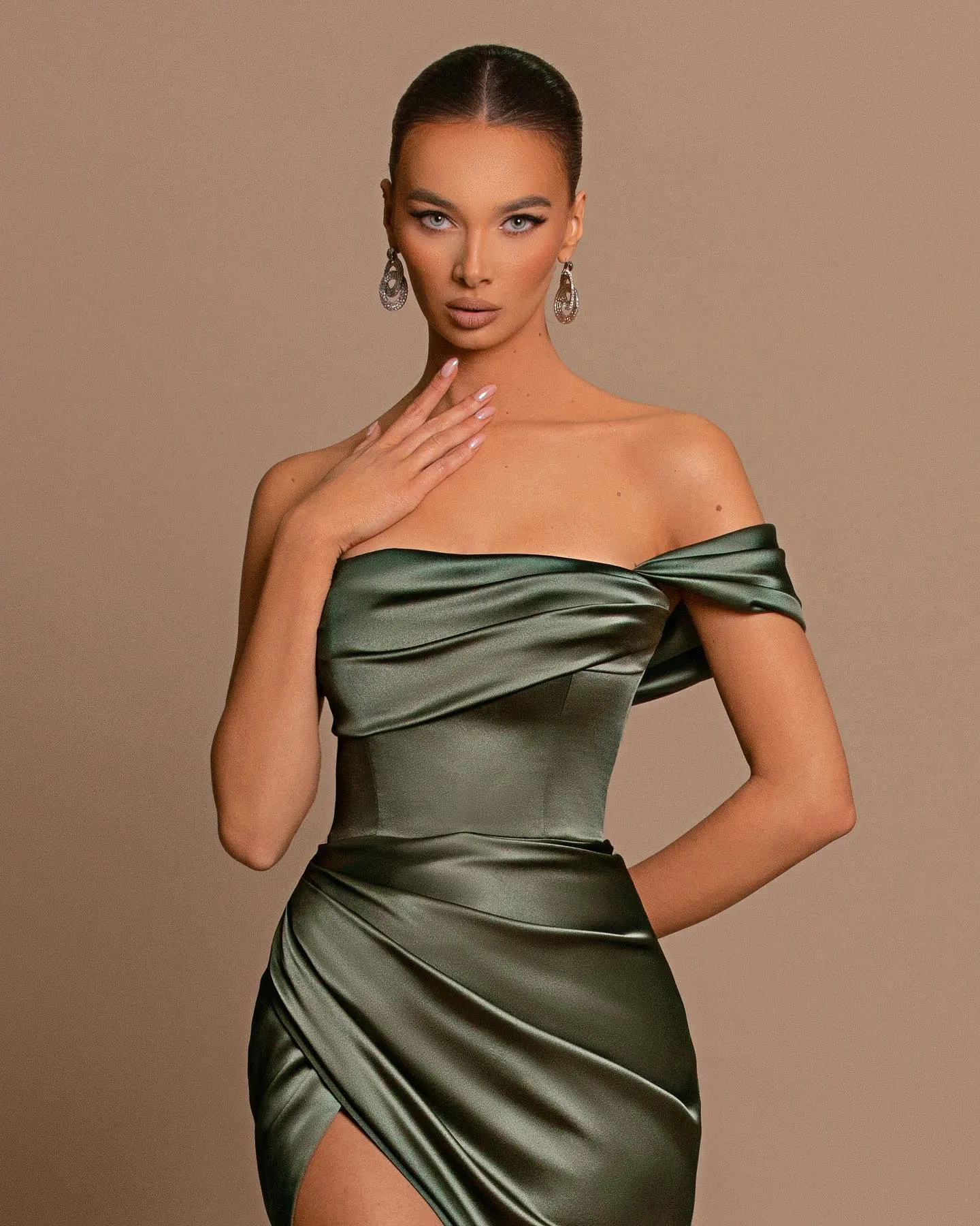 Charming Sage Green Sleeveless Ball Gown Evening Dress