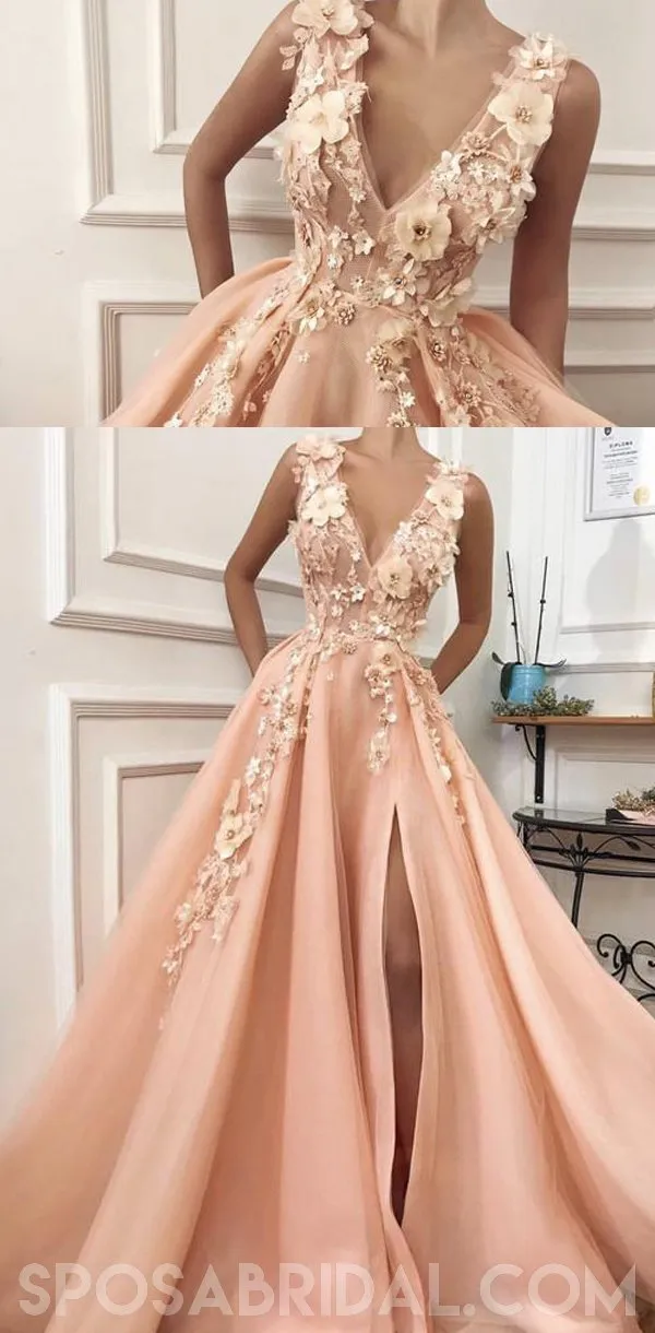 Charming  V-Neck A-Line Long Modest Fashion Elegant Formal Prom Dresses, PD1157