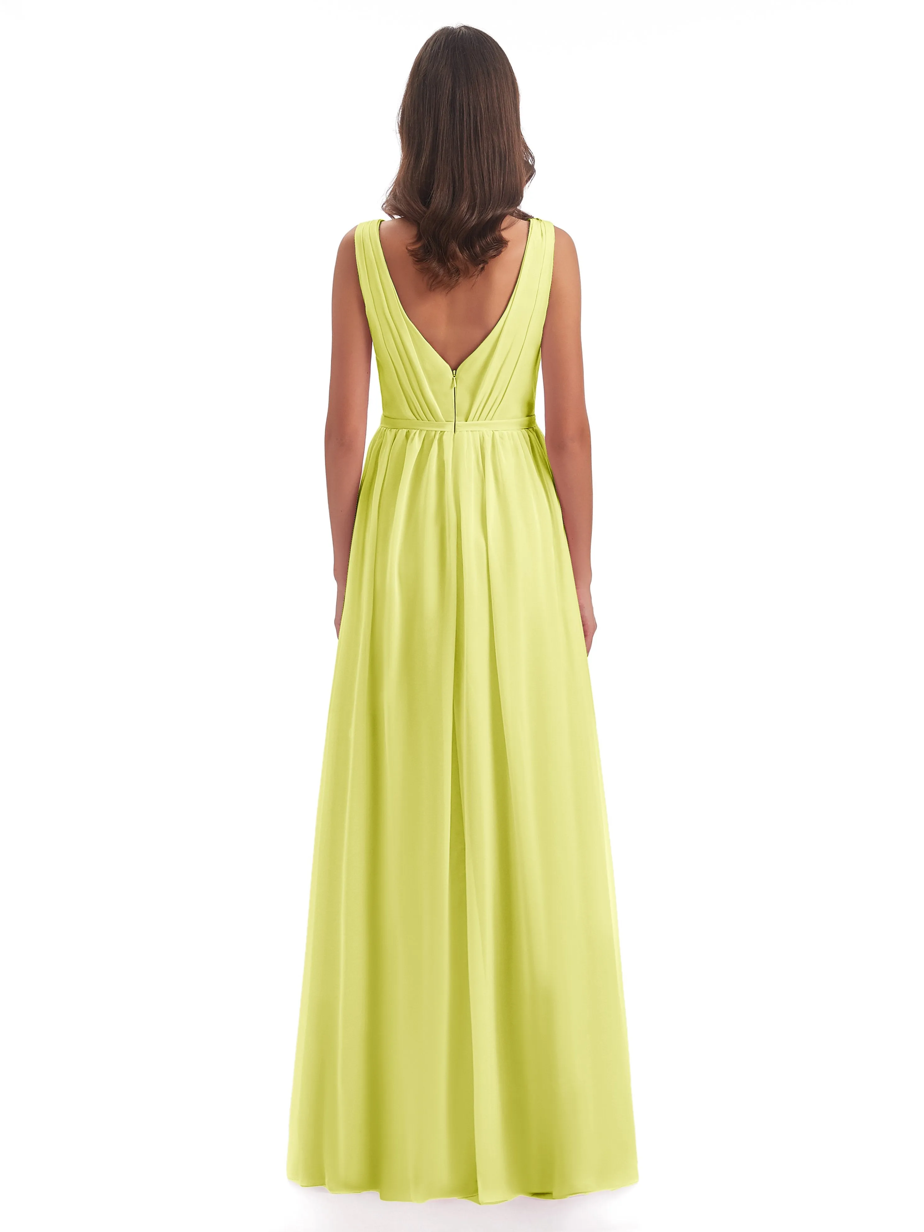 Clara Charming V Neck Long Chiffon Bridesmaid Dresses