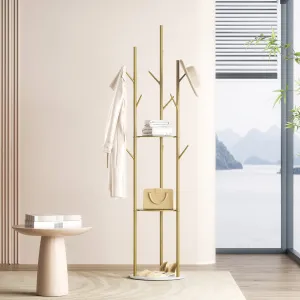 Coat Rack Clothes Stand 8 Hook Organizer - Gold