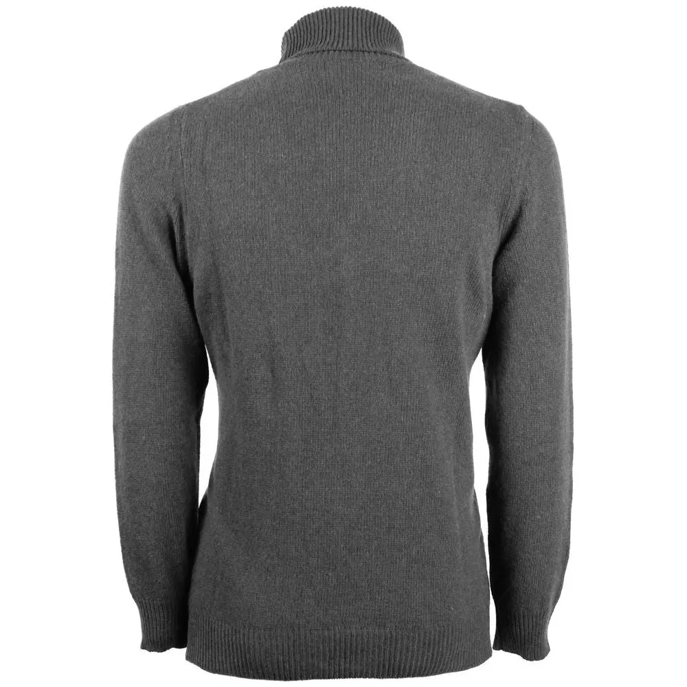 Emilio Romanelli Elegant Gray Cashmere Turtleneck Sweater