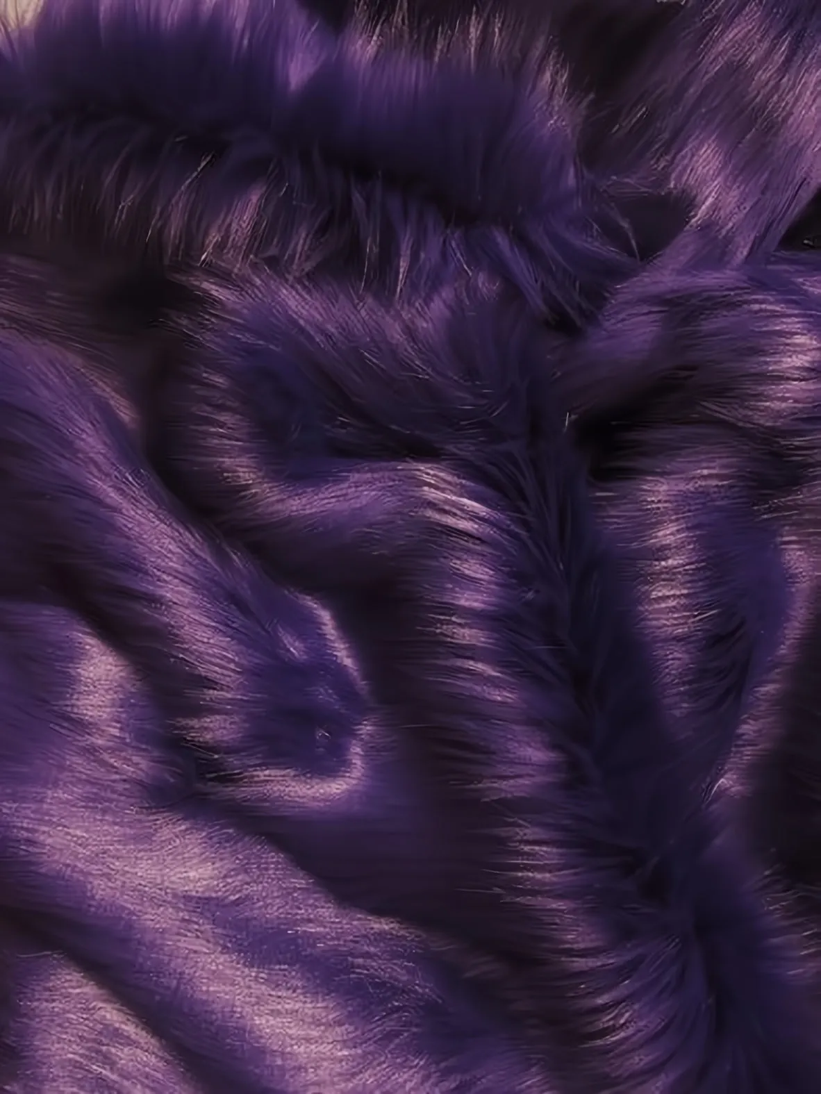 Faux Fake Fur Solid Shaggy Long Pile Fabric / Purple / 15 Yard Bolt