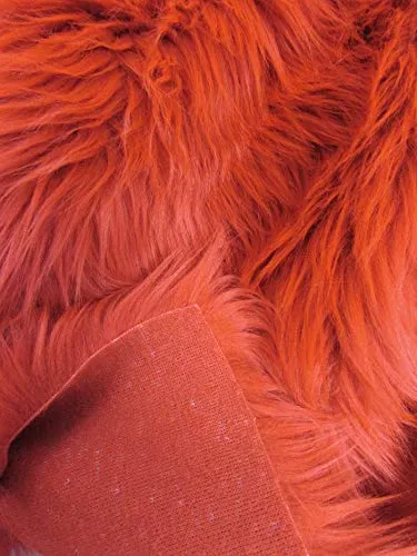 Fire Red UV Reactive Solid Shaggy Faux Fur Fabric / Sold By The Yard