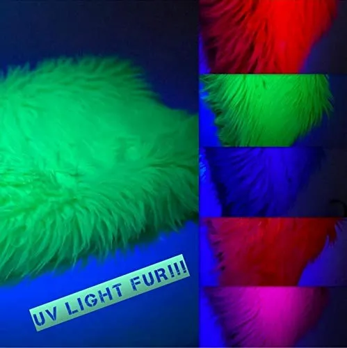 Fire Red UV Reactive Solid Shaggy Faux Fur Fabric / Sold By The Yard