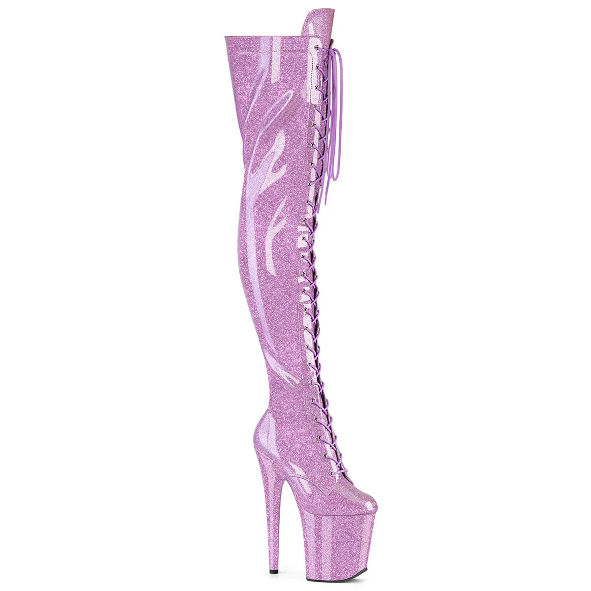 Flamingo-3020GP Lilac Glitter Patent, 8" Heels