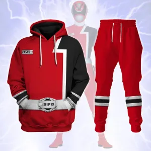 Gearhomie S.P.D Red Ranger Hoodies Sweatshirt T-shirt Sweatpants Hawaiian Tracksuit