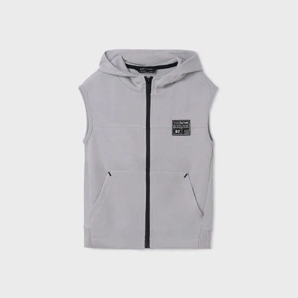 GREY SLEEVELESS HOODIE FOR BOYS