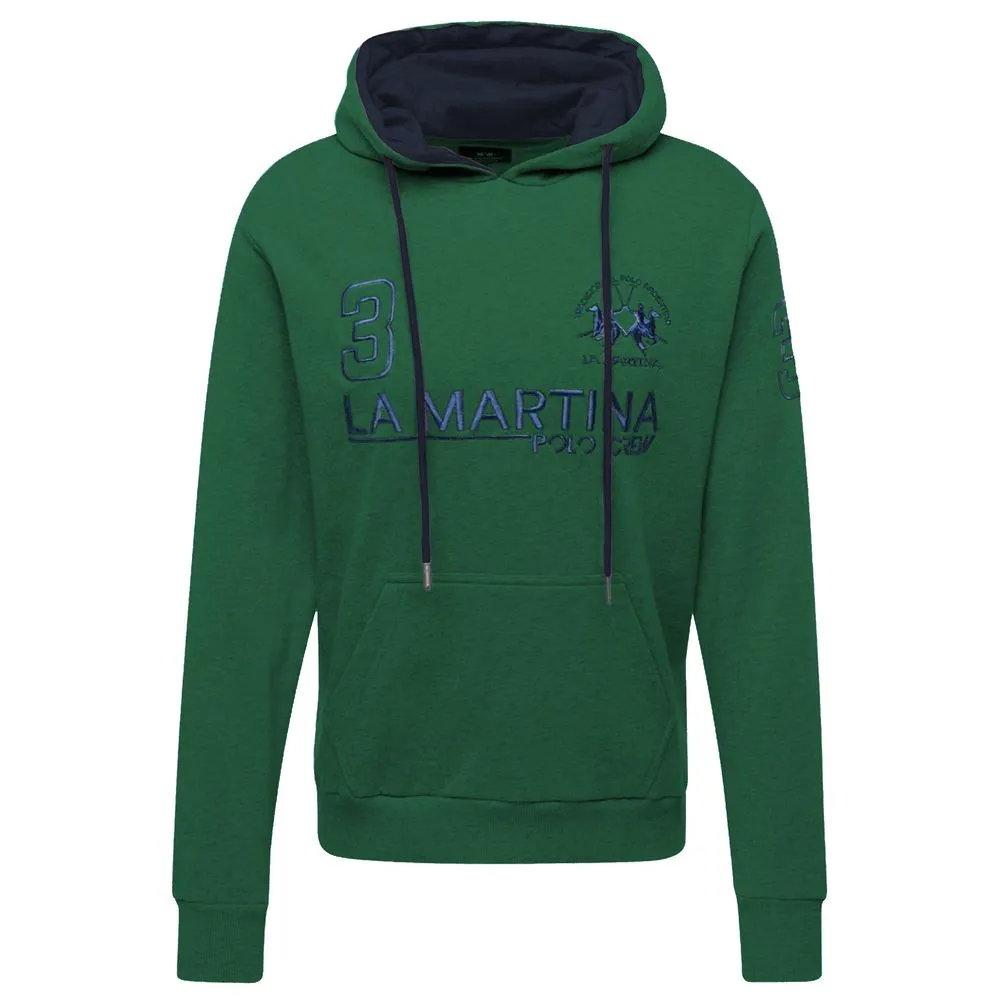 La Martina Elegant Green Hooded Cotton Sweatshirt