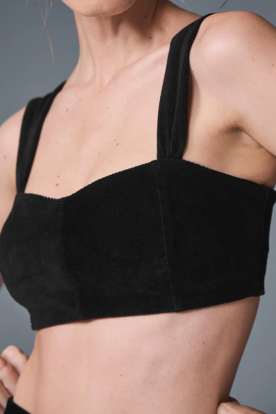 Micro Corduroy Winter Break Bra - Black