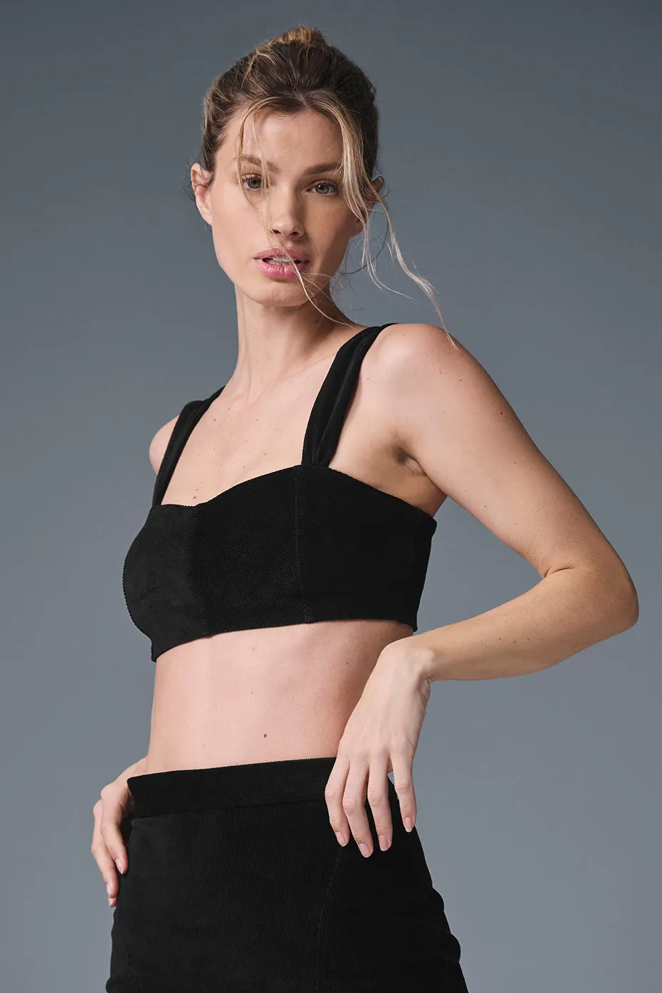 Micro Corduroy Winter Break Bra - Black