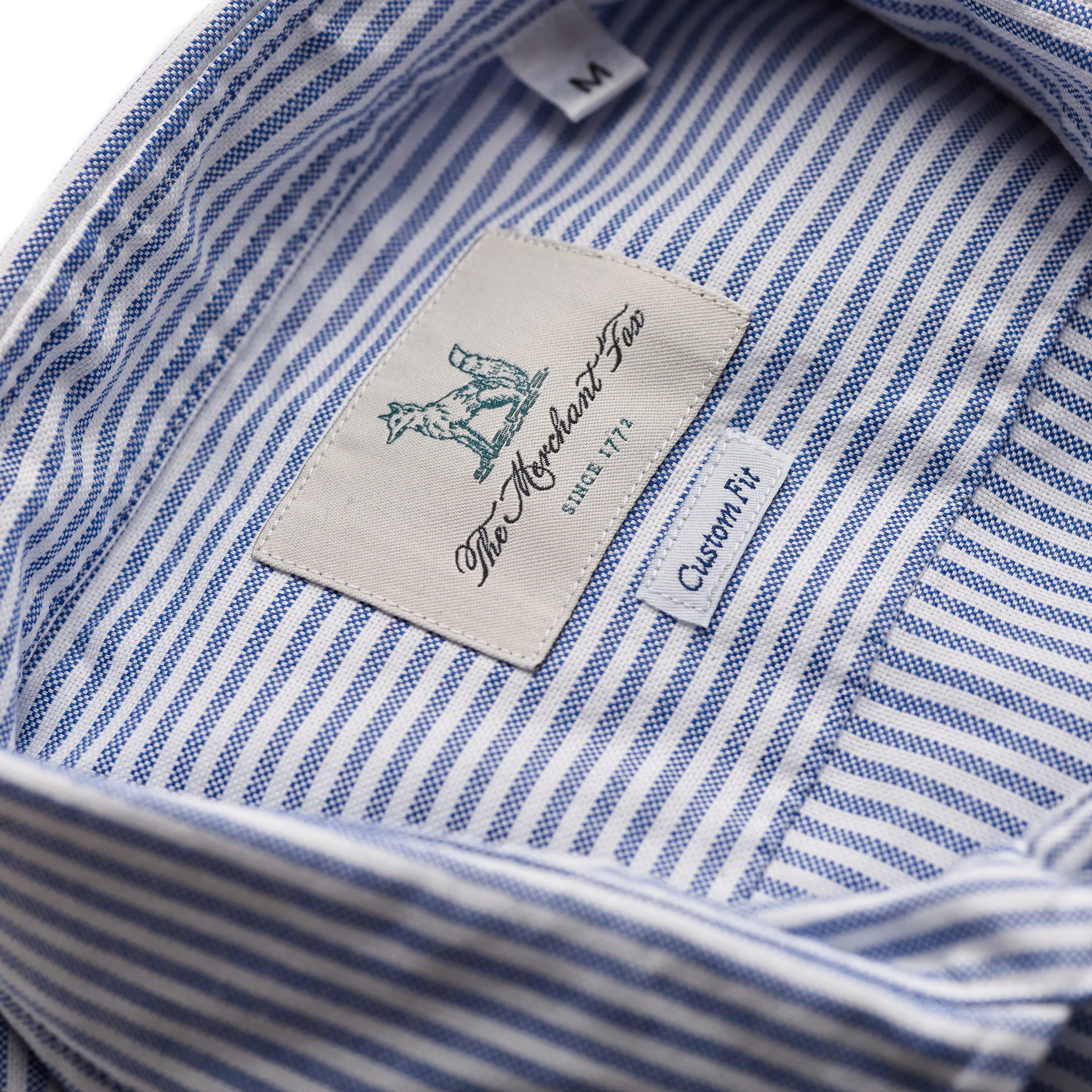 Navy & White wide striped spread collar oxford shirt