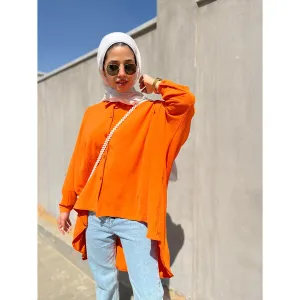 Orange high low oversized shirt