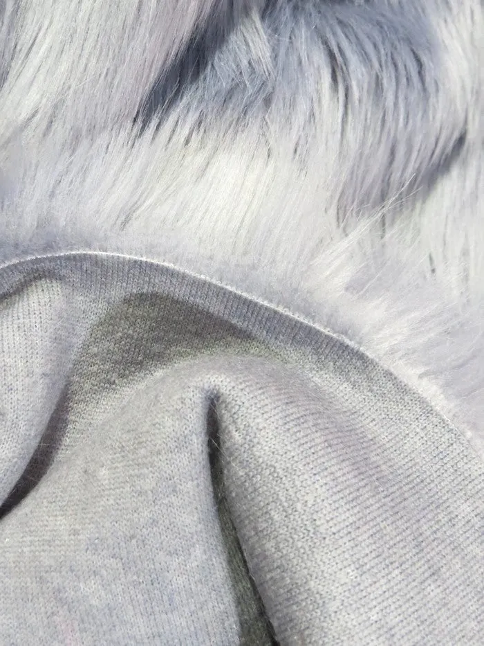 Periwinkle Solid Shaggy Long Pile Faux Fur Fabric / Sold by The Yard