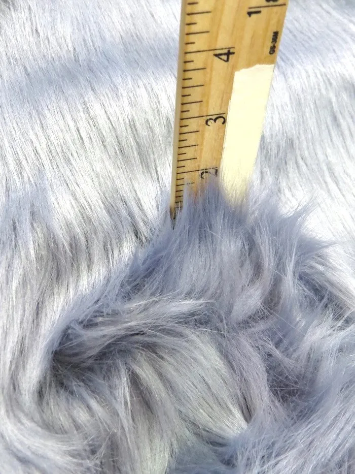 Periwinkle Solid Shaggy Long Pile Faux Fur Fabric / Sold by The Yard