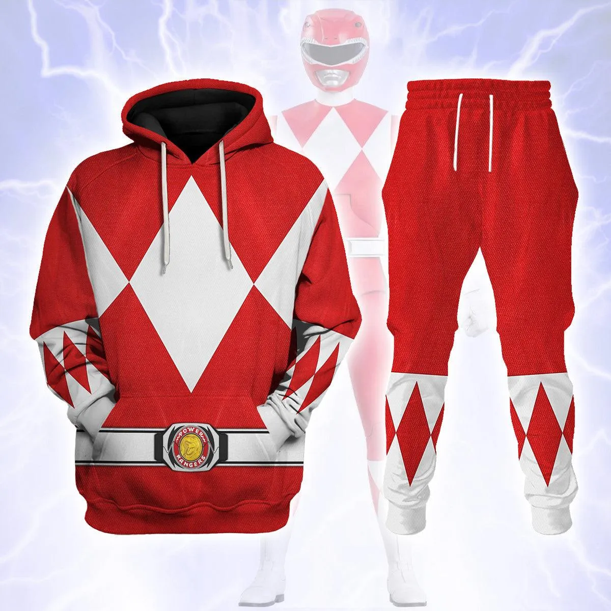 Red Ranger Mighty Morphin Hoodies Sweatshirt T-shirt Hawaiian Tracksuit