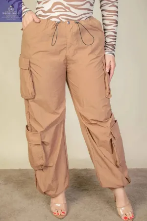 Ruched Drawstring Parachute Pants in Plus Size