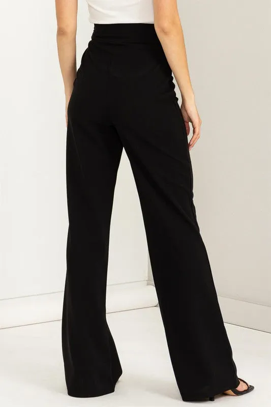 SEEKING SULTRY HIGH-WAISTED TIE-FRONT FLARED PANTS