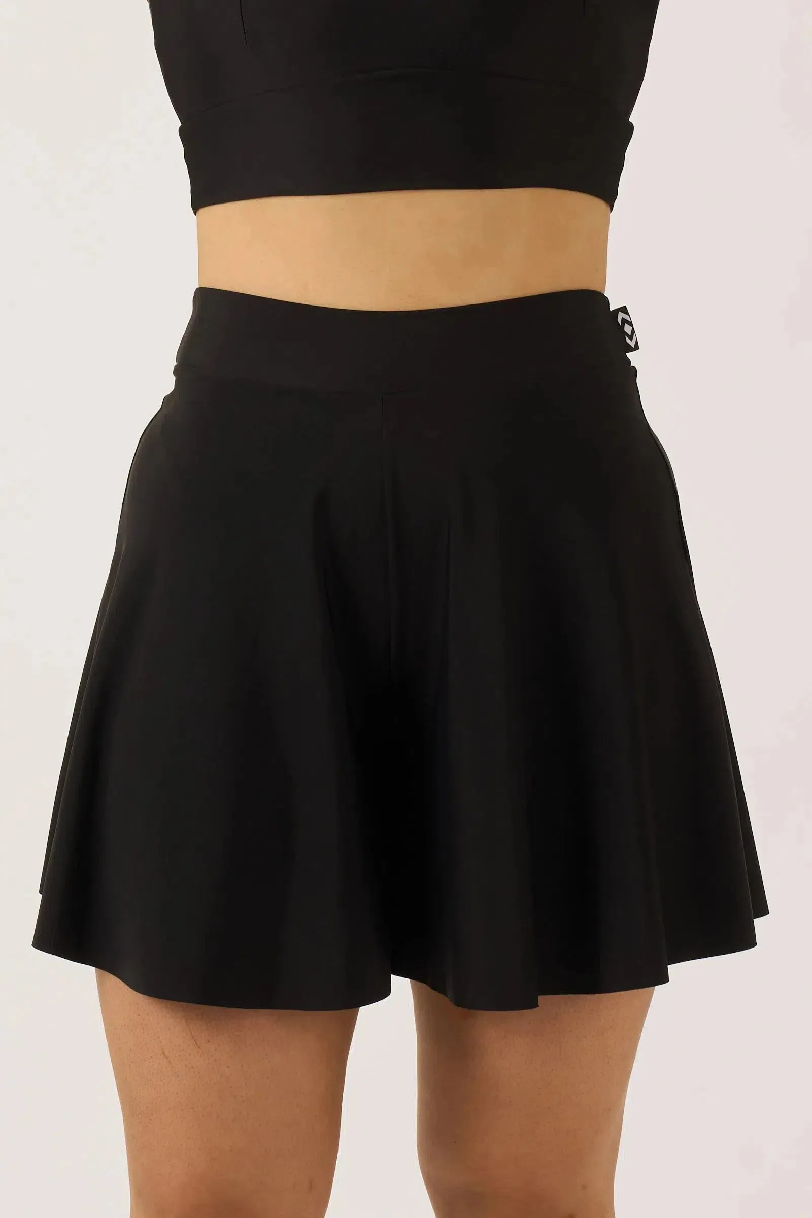 Silky Mini Palazzo Short - Black