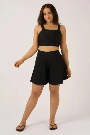 Silky Mini Palazzo Short - Black