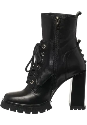 Studded Heeled Combat Boots