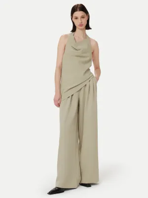 The Draped Halter Top in Light Greige