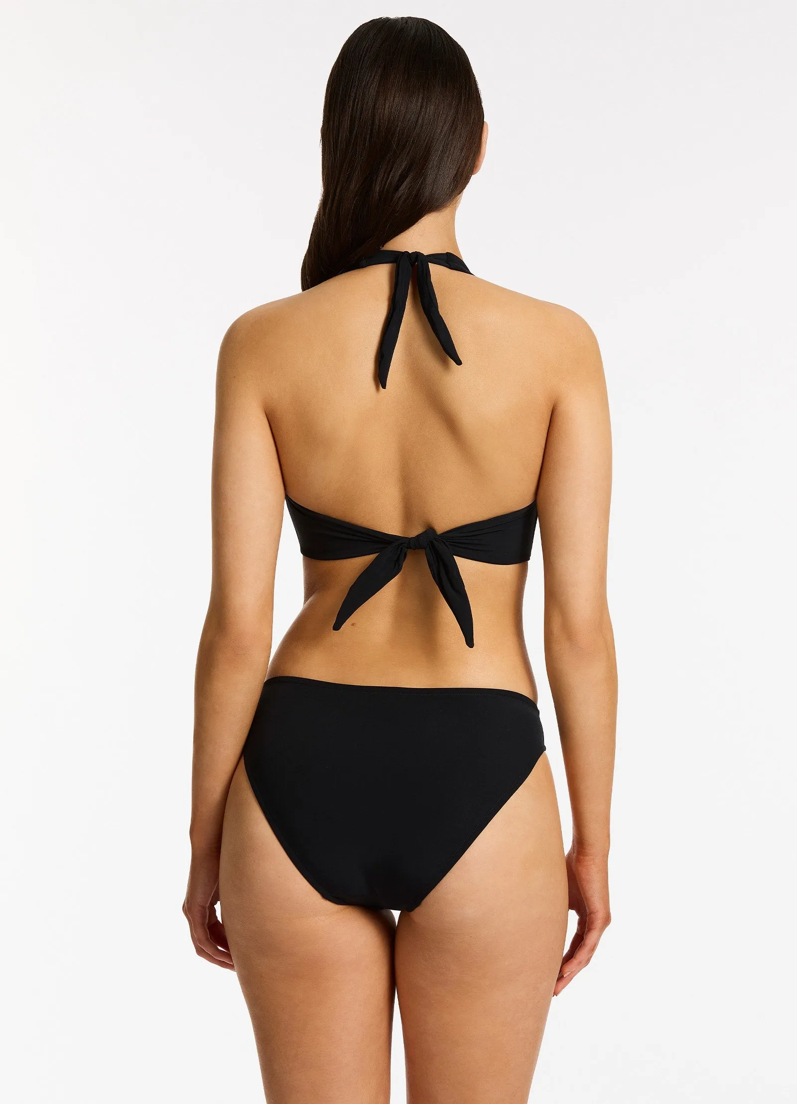 Twist Front Hipster Bikini Bottom - Black