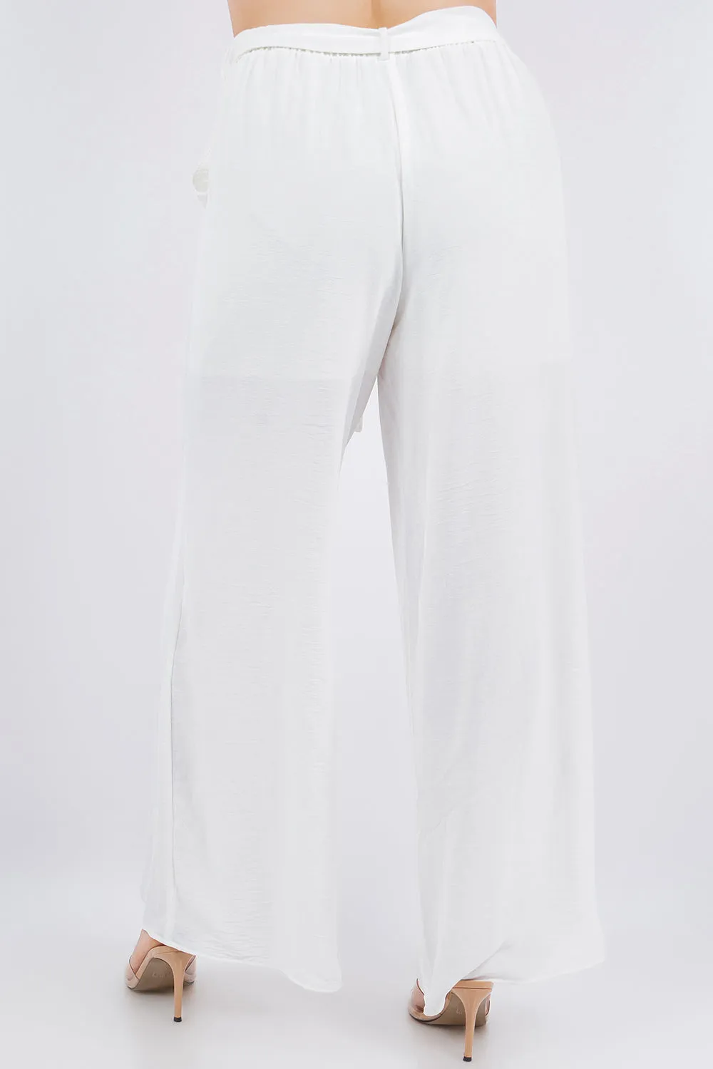 White Flowy Dress Pant with Tie