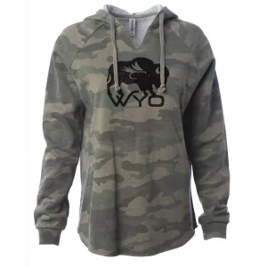 Women's Camo Wyo Fly Bison Hooded Pullover