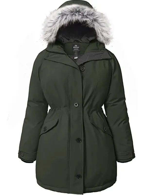 Women's Plus Size Winter Parka Coat Mid Length Warm Puffer Jacket Overcoat Recycled Materials