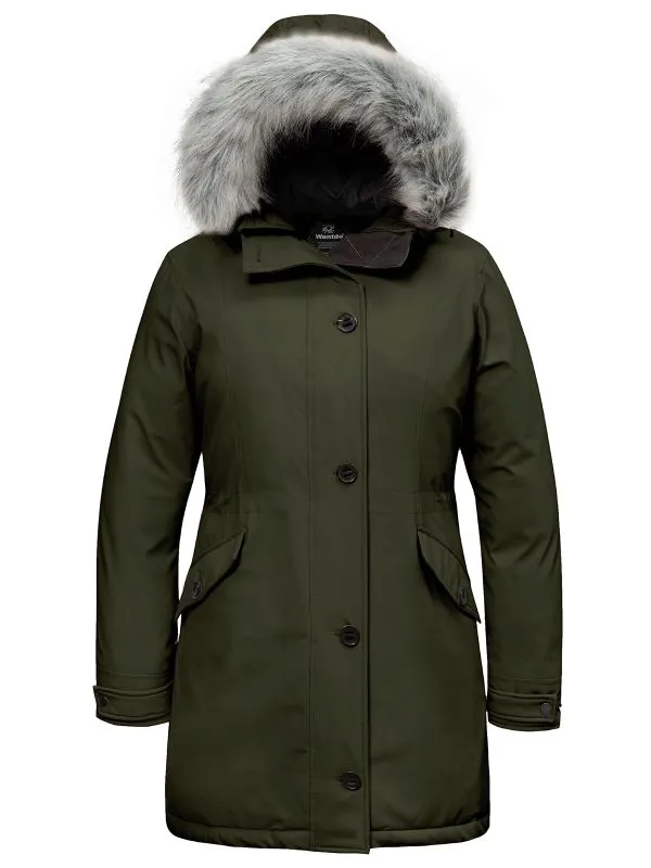 Women's Plus Size Winter Parka Coat Mid Length Warm Puffer Jacket Overcoat Recycled Materials