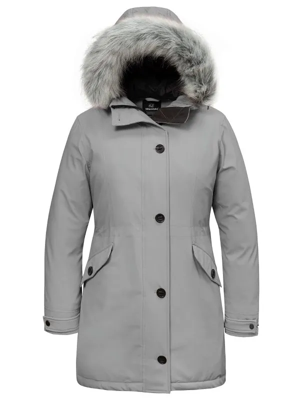 Women's Plus Size Winter Parka Coat Mid Length Warm Puffer Jacket Overcoat Recycled Materials